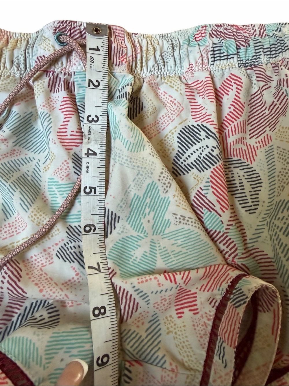 prAna Mariya Shorts Women’s Medium Cream Floral Geometric Print Drawstring - Picture 8 of 10